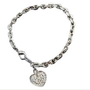 Silvertone Heart Charm Bracelet